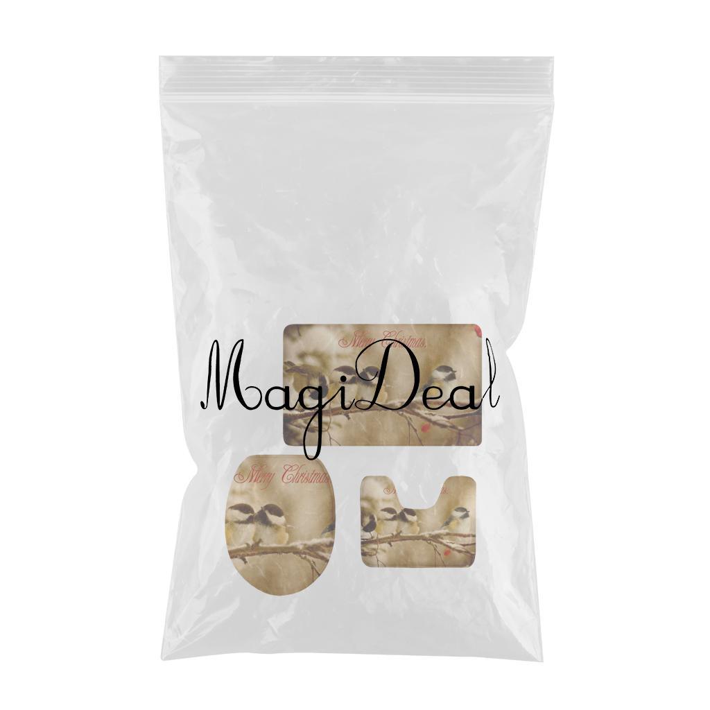 Maxbell 3pcs Toilet Seat Cover Rug Bathmat Bathroom Xmas Home Decor Party Decor 5 - Aladdin Shoppers