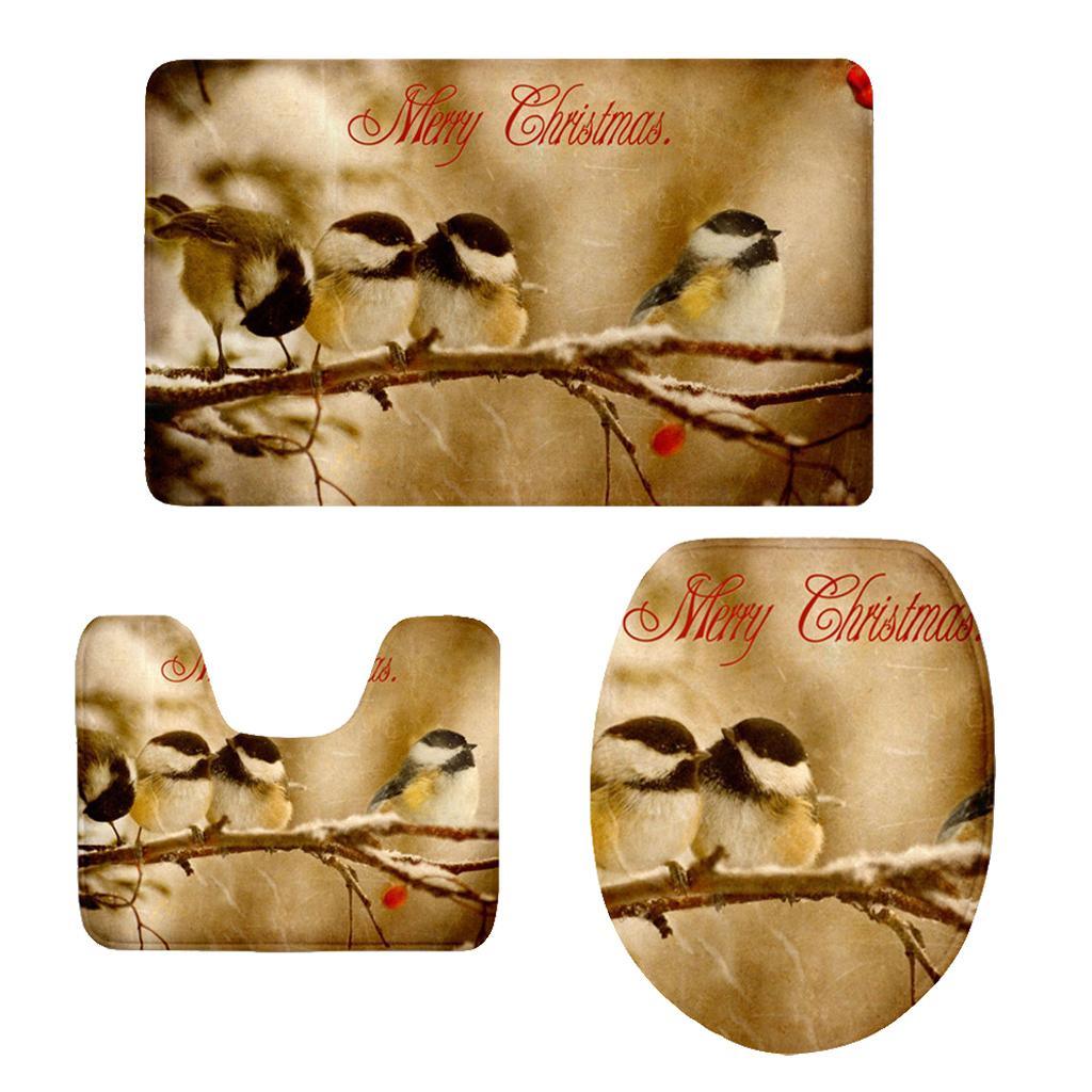 Maxbell 3pcs Toilet Seat Cover Rug Bathmat Bathroom Xmas Home Decor Party Decor 5 - Aladdin Shoppers