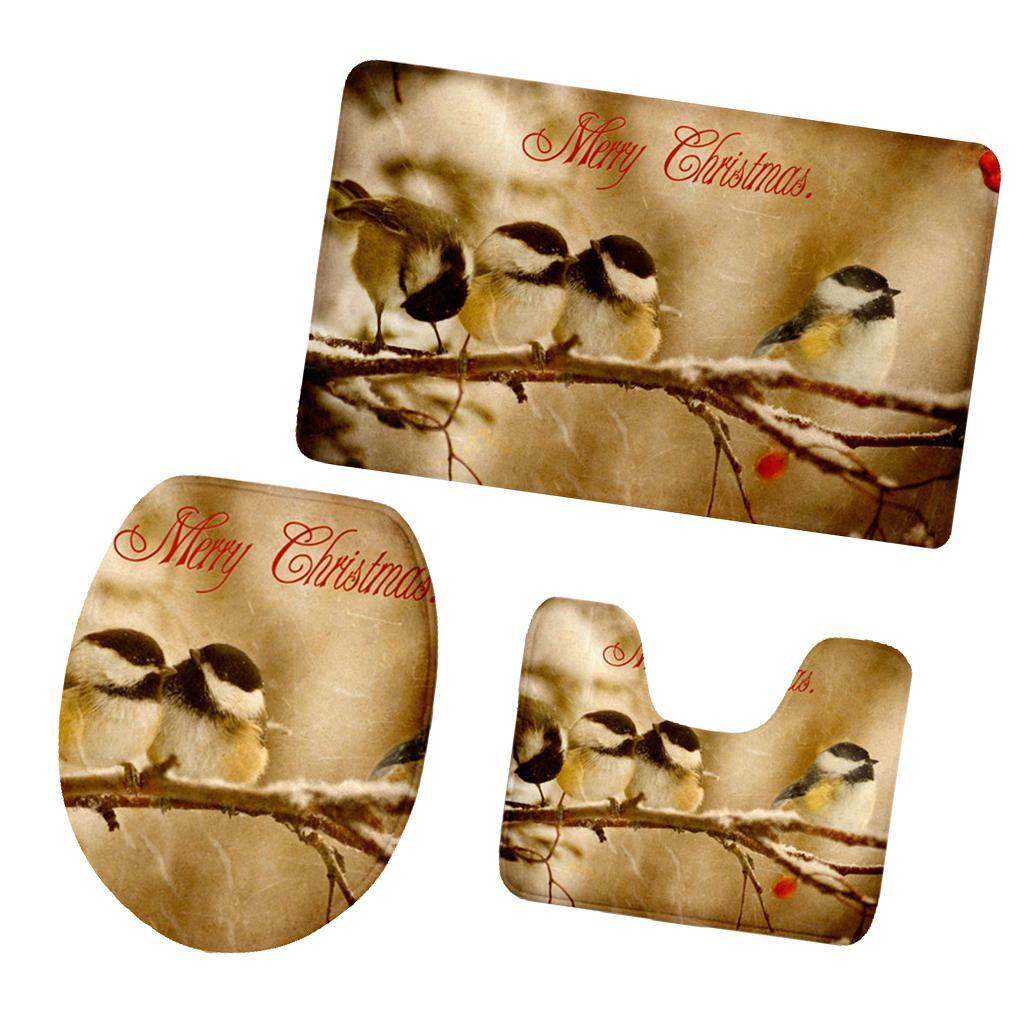 Maxbell 3pcs Toilet Seat Cover Rug Bathmat Bathroom Xmas Home Decor Party Decor 5 - Aladdin Shoppers