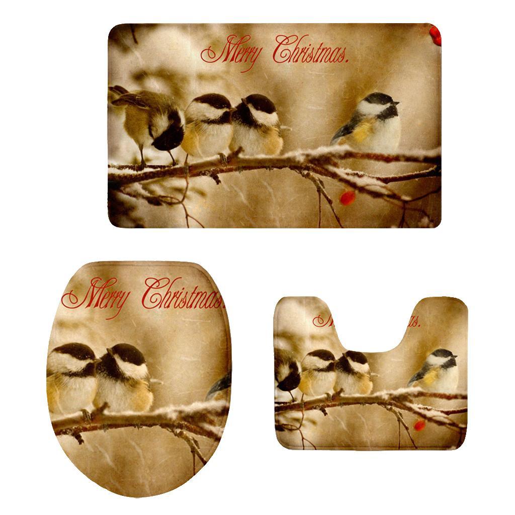 Maxbell 3pcs Toilet Seat Cover Rug Bathmat Bathroom Xmas Home Decor Party Decor 5 - Aladdin Shoppers