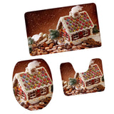 Maxbell 3pcs/set Christmas Series Non-Slip Flannel Bathroom Mat Rug Set B