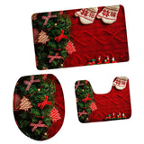 Maxbell 3pcs/set Christmas Series Non-Slip Flannel Bathroom Mat Rug Set I - Aladdin Shoppers