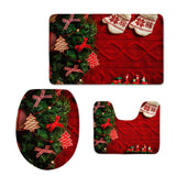 Maxbell 3pcs/set Christmas Series Non-Slip Flannel Bathroom Mat Rug Set I - Aladdin Shoppers