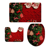 Maxbell 3pcs/set Christmas Series Non-Slip Flannel Bathroom Mat Rug Set I - Aladdin Shoppers