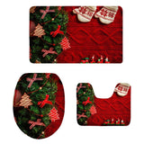 Maxbell 3pcs/set Christmas Series Non-Slip Flannel Bathroom Mat Rug Set I - Aladdin Shoppers