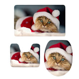 Maxbell 3pcs/set Christmas Series Non-Slip Flannel Bathroom Mat Rug Set J - Aladdin Shoppers