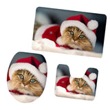 Maxbell 3pcs/set Christmas Series Non-Slip Flannel Bathroom Mat Rug Set J - Aladdin Shoppers