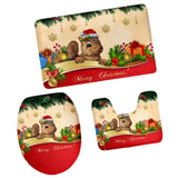 Maxbell 3pcs/set Christmas Theme Non-Slip Flannel Bathroom Mat Rug Set 11