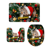 Maxbell 3pcs/set Christmas Theme Non-Slip Flannel Bathroom Mat Rug Set 12 - Aladdin Shoppers