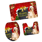 Maxbell 3pcs/set Christmas Theme Non-Slip Flannel Bathroom Mat Rug Set 13