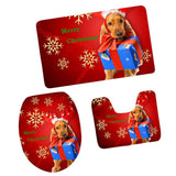 Maxbell 3pcs/set Christmas Theme Non-Slip Flannel Bathroom Mat Rug Set 14