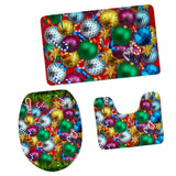 Maxbell 3pcs/set Christmas Theme Non-Slip Flannel Bathroom Mat Rug Set 8