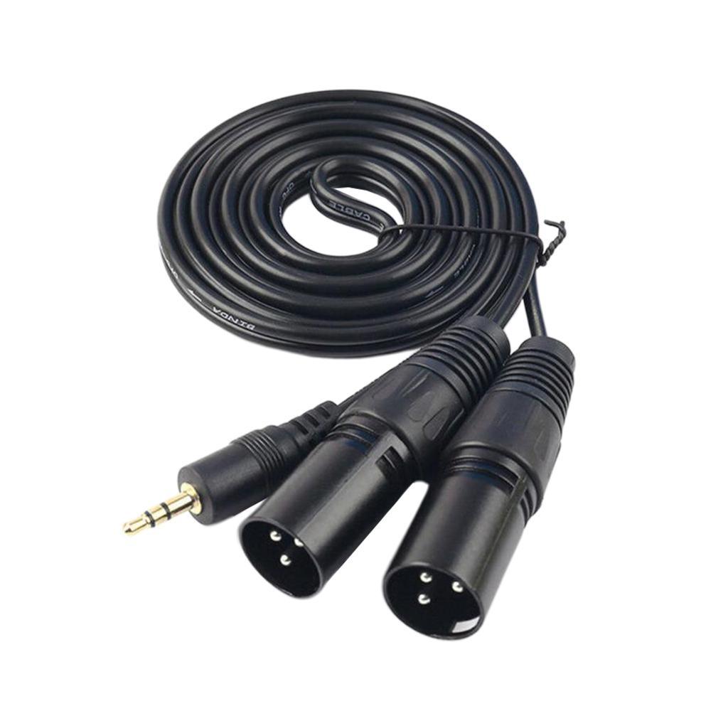 Maxbell 3pin 3.5mm 1/8'' TRS Male to Dual XLR Male Cable Cord Y Splitter Adaptor - Aladdin Shoppers
