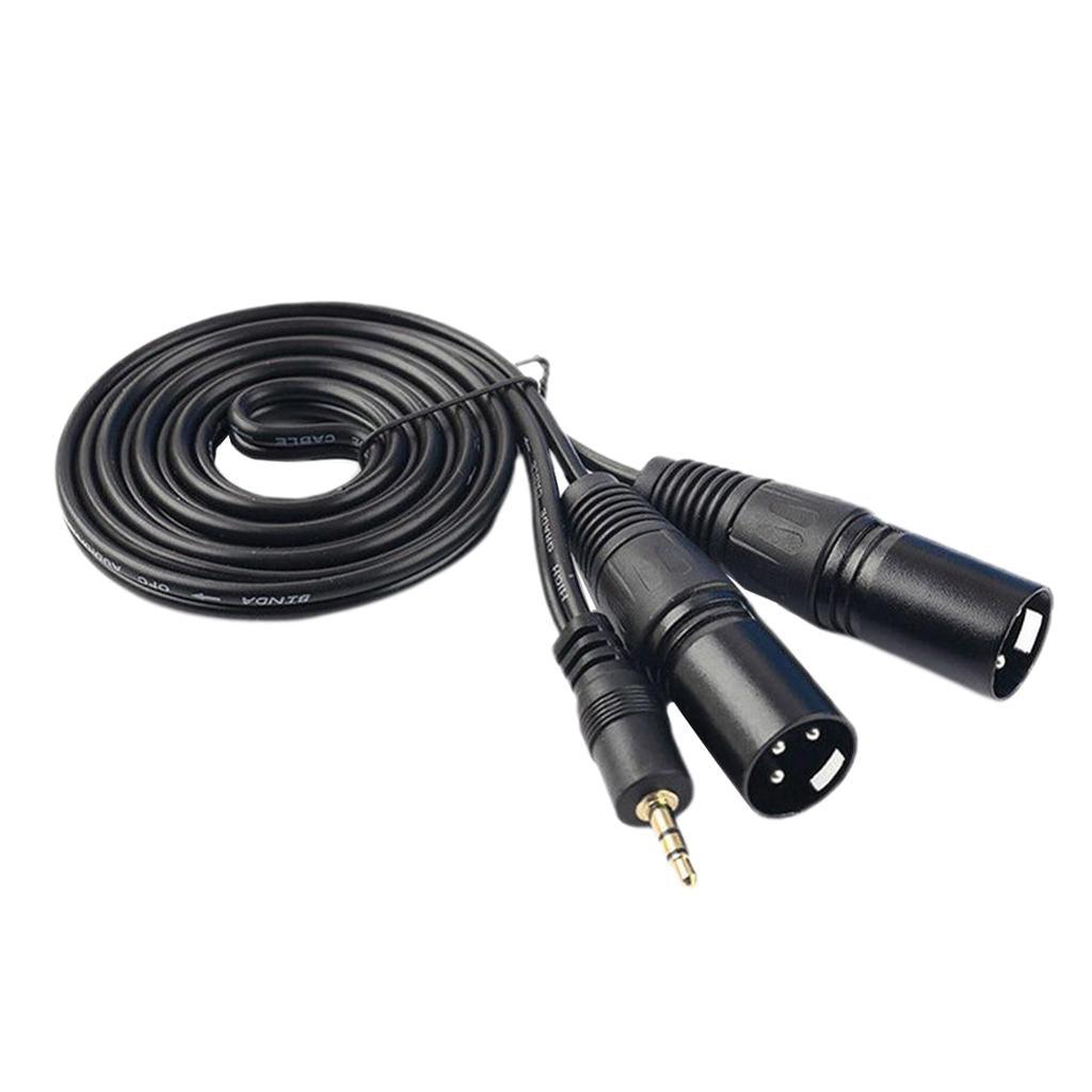 Maxbell 3pin 3.5mm 1/8'' TRS Male to Dual XLR Male Cable Cord Y Splitter Adaptor - Aladdin Shoppers