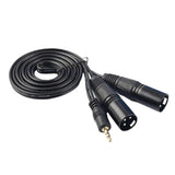 Maxbell 3pin 3.5mm 1/8'' TRS Male to Dual XLR Male Cable Cord Y Splitter Adaptor - Aladdin Shoppers