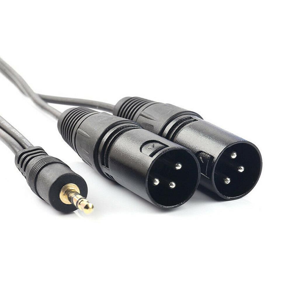 Maxbell 3pin 3.5mm 1/8'' TRS Male to Dual XLR Male Cable Cord Y Splitter Adaptor - Aladdin Shoppers