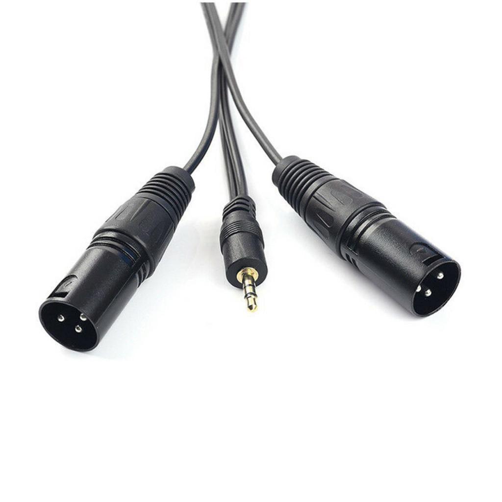 Maxbell 3pin 3.5mm 1/8'' TRS Male to Dual XLR Male Cable Cord Y Splitter Adaptor - Aladdin Shoppers