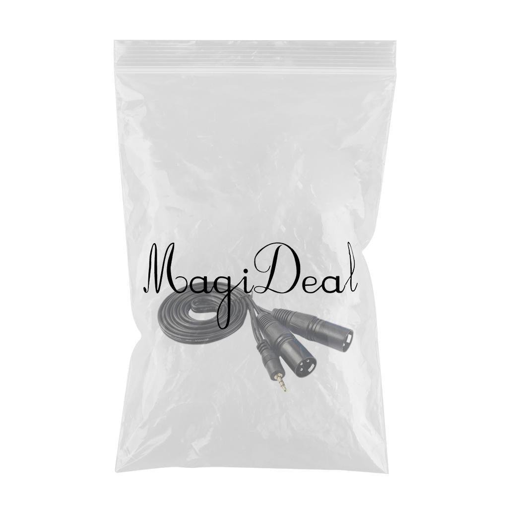 Maxbell 3pin 3.5mm 1/8'' TRS Male to Dual XLR Male Cable Cord Y Splitter Adaptor - Aladdin Shoppers