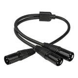 Maxbell 3Pin XLR Male Jack To Dual 2 Male Plug Y Splitter Adaptor Audio Cable Black