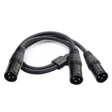 Maxbell 3Pin XLR Male Jack To Dual 2 Male Plug Y Splitter Adaptor Audio Cable Black - Aladdin Shoppers