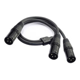 Maxbell 3Pin XLR Male Jack To Dual 2 Male Plug Y Splitter Adaptor Audio Cable Black - Aladdin Shoppers