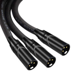 Maxbell 3Pin XLR Male Jack To Dual 2 Male Plug Y Splitter Adaptor Audio Cable Black - Aladdin Shoppers