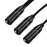 Maxbell 3Pin XLR Male Jack To Dual 2 Male Plug Y Splitter Adaptor Audio Cable Black - Aladdin Shoppers