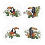 Maxbell 4 Pcs Coffee Mug Cup Coaster Charistmas/Toucan Decor Round Placemat Mat 10cm Toucan Printed - Aladdin Shoppers