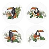 Maxbell 4 Pcs Coffee Mug Cup Coaster Charistmas/Toucan Decor Round Placemat Mat 10cm Toucan Printed - Aladdin Shoppers