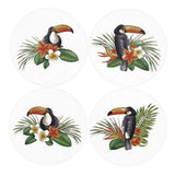 Maxbell 4 Pcs Coffee Mug Cup Coaster Charistmas/Toucan Decor Round Placemat Mat 10cm Toucan Printed - Aladdin Shoppers