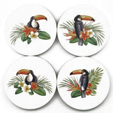 Maxbell 4 Pcs Coffee Mug Cup Coaster Charistmas/Toucan Decor Round Placemat Mat 10cm Toucan Printed - Aladdin Shoppers