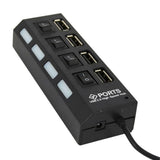 Maxbell 4-Port USB 2.0 Multi Charger Hub+High Speed Adapter ON/OFF Switch PC black - Aladdin Shoppers