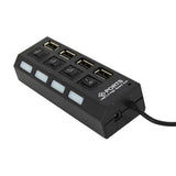 Maxbell 4-Port USB 2.0 Multi Charger Hub+High Speed Adapter ON/OFF Switch PC black - Aladdin Shoppers