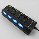 Maxbell 4-Port USB 2.0 Multi Charger Hub+High Speed Adapter ON/OFF Switch PC black - Aladdin Shoppers