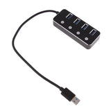 Maxbell 4 Ports USB 3.0 Hub Expansion Splitter Box with ON/OFF Switch Black - Aladdin Shoppers