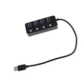 Maxbell 4 Ports USB 3.0 Hub Expansion Splitter Box with ON/OFF Switch Black - Aladdin Shoppers