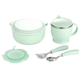 Maxbell 400ml Insulated Stainless Steel Bowl Cup Baby Safety Bowl Set Blue - Aladdin Shoppers