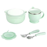 Maxbell 400ml Insulated Stainless Steel Bowl Cup Baby Safety Bowl Set Blue - Aladdin Shoppers