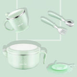 Maxbell 400ml Insulated Stainless Steel Bowl Cup Baby Safety Bowl Set Blue - Aladdin Shoppers