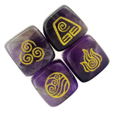 Maxbell 4PCS Natural Crystal Stone Religious Runes Polished Engraved Home Decor Purple - Aladdin Shoppers
