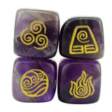 Maxbell 4PCS Natural Crystal Stone Religious Runes Polished Engraved Home Decor Purple - Aladdin Shoppers