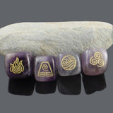 Maxbell 4PCS Natural Crystal Stone Religious Runes Polished Engraved Home Decor Purple - Aladdin Shoppers