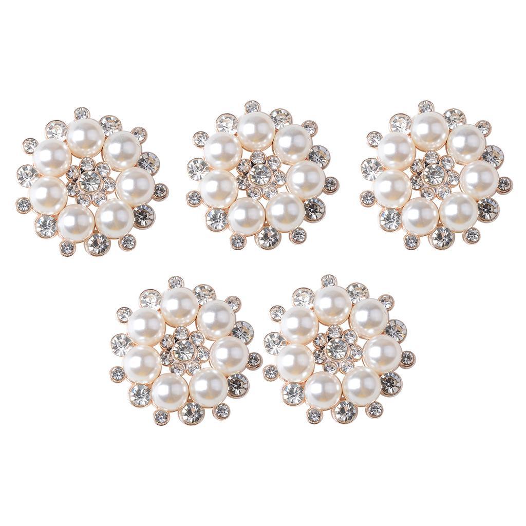 Maxbell 5 Pieces 27mm Metal Diamante Pearl Flower Buttons Embellishments Crystal Buttons Flatbacks DIY Accessories Sewing Fasteners Wedding Decorations - Aladdin Shoppers