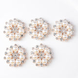 Maxbell 5 Pieces 27mm Metal Diamante Pearl Flower Buttons Embellishments Crystal Buttons Flatbacks DIY Accessories Sewing Fasteners Wedding Decorations - Aladdin Shoppers