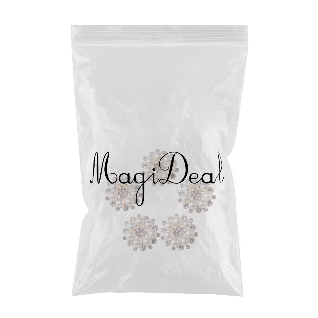 Maxbell 5 Pieces 27mm Metal Diamante Pearl Flower Buttons Embellishments Crystal Buttons Flatbacks DIY Accessories Sewing Fasteners Wedding Decorations - Aladdin Shoppers