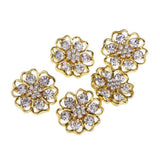 Maxbell 5 Pieces Gold Alloy Rhinestone Flower Shank Buttons Clothing Sewing Button 20mm - Aladdin Shoppers