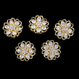 Maxbell 5 Pieces Gold Alloy Rhinestone Flower Shank Buttons Clothing Sewing Button 20mm - Aladdin Shoppers
