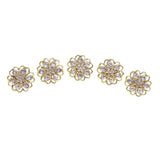 Maxbell 5 Pieces Gold Alloy Rhinestone Flower Shank Buttons Clothing Sewing Button 20mm - Aladdin Shoppers
