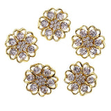 Maxbell 5 Pieces Gold Alloy Rhinestone Flower Shank Buttons Clothing Sewing Button 20mm - Aladdin Shoppers
