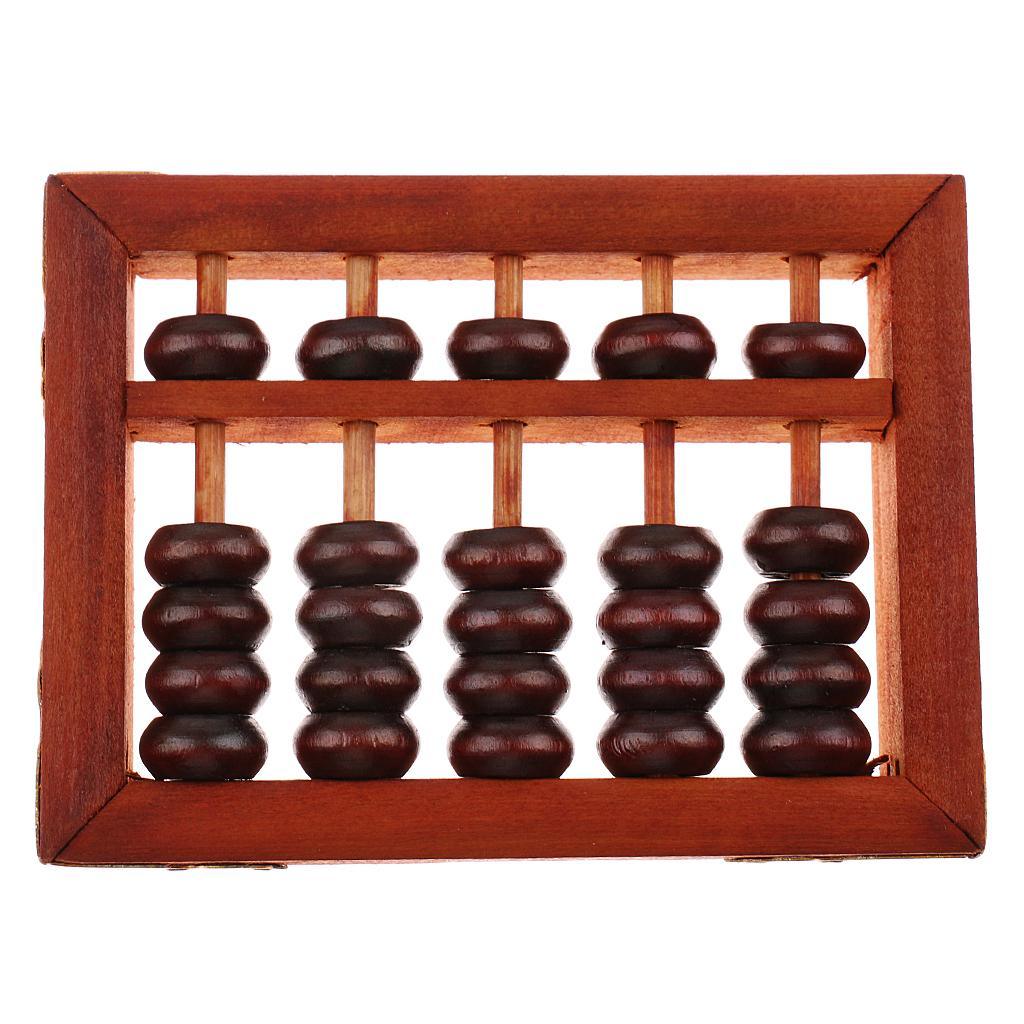 Maxbell 5 Rows Vintage Chinese Wooden Bead Arithmetic Abacus with Box Classic Ancient Calculator Counting Collectable Gift - Aladdin Shoppers
